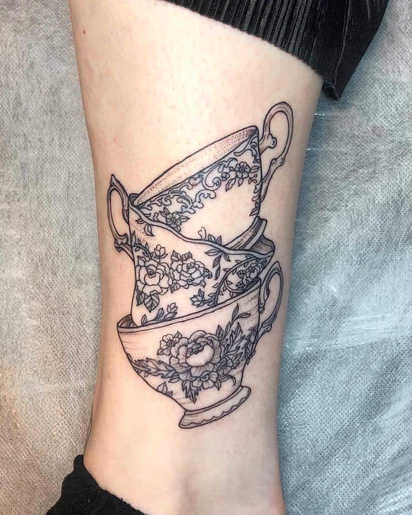 Stacked Teacup Tattoo Mary Black