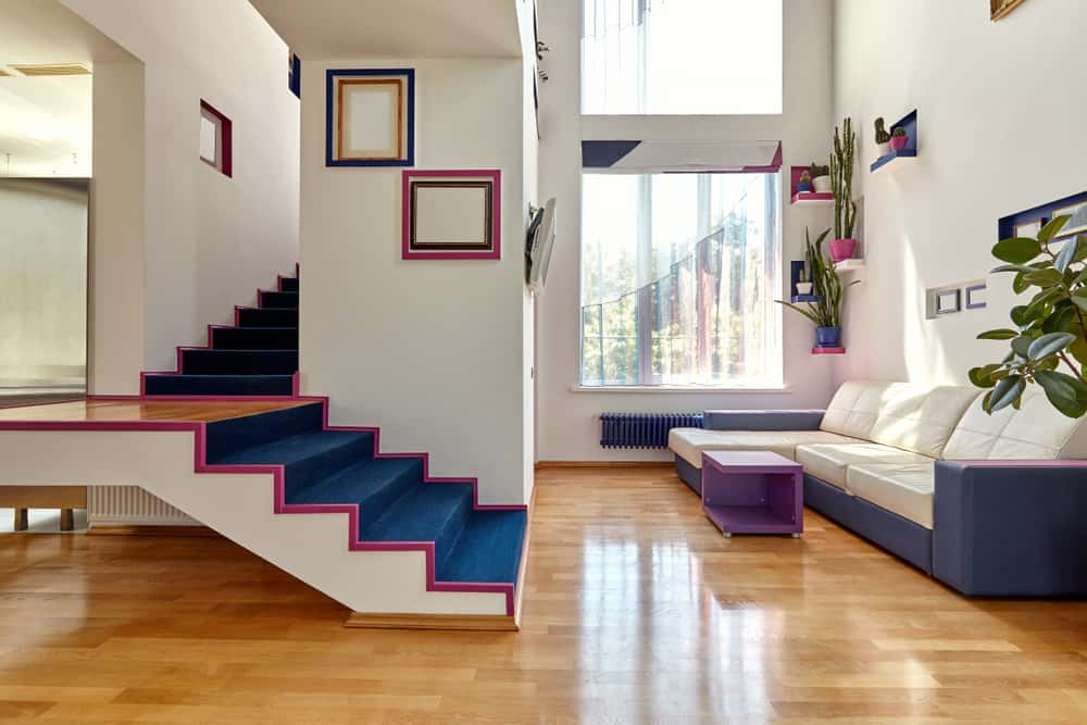 colorful blue staircase 