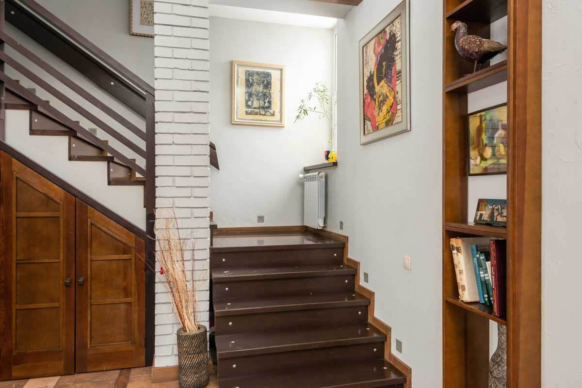 wood staircase in rustic home