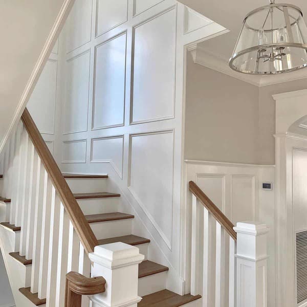 simple staircase with wainscoting
