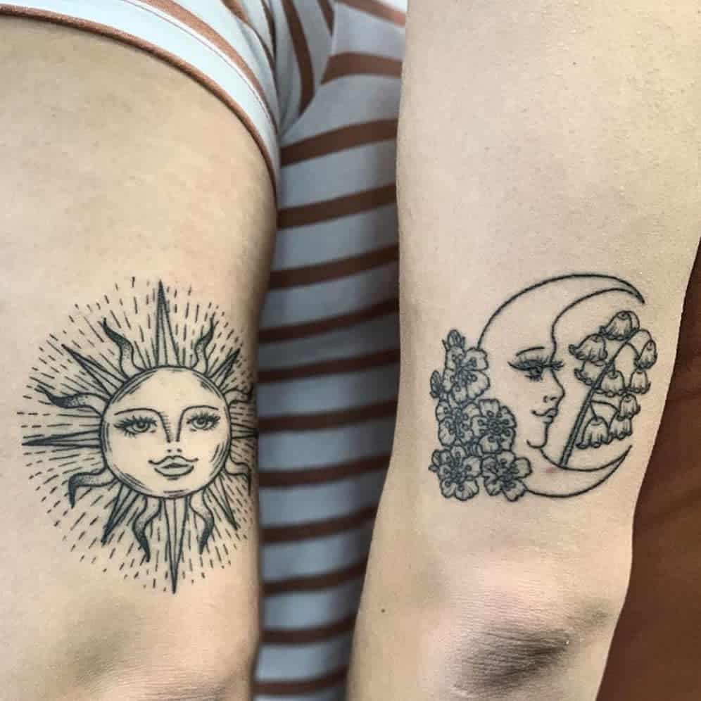 Sun and Moon Matching Tattoos hotinktattoos