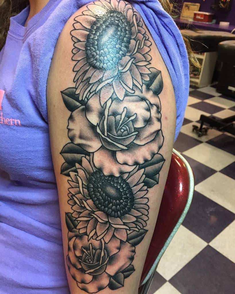 Sunflower Half Sleeve Tattoos For Women ray_hitchens
