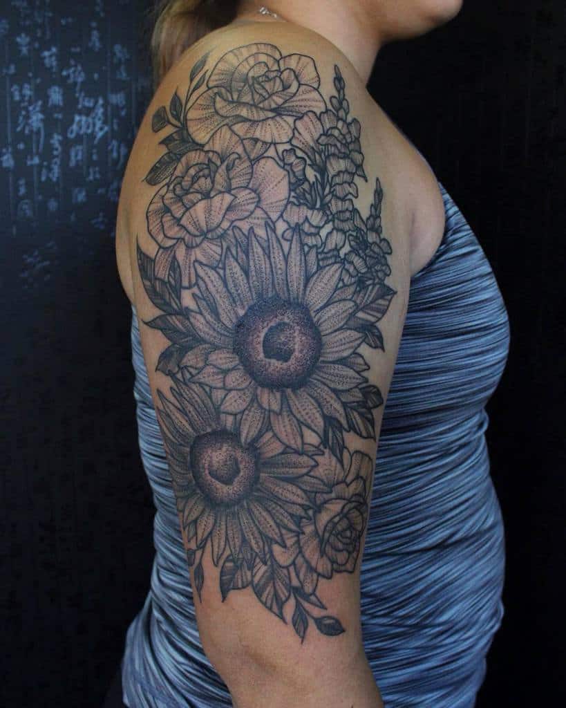 Sunflower Half Sleeve Tattoos For Women uhhhhtaco
