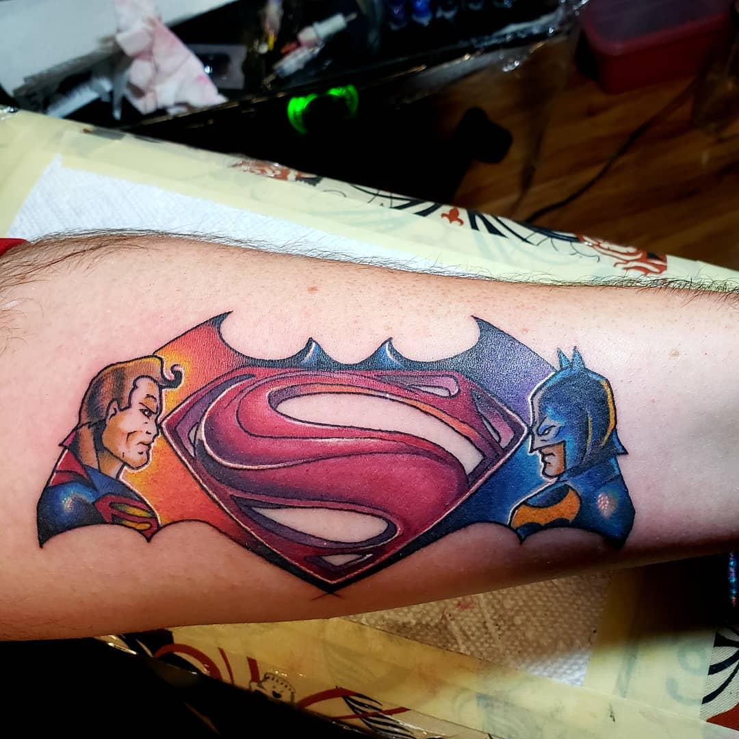 Batman Superman Tattoo -timmythaitattoos