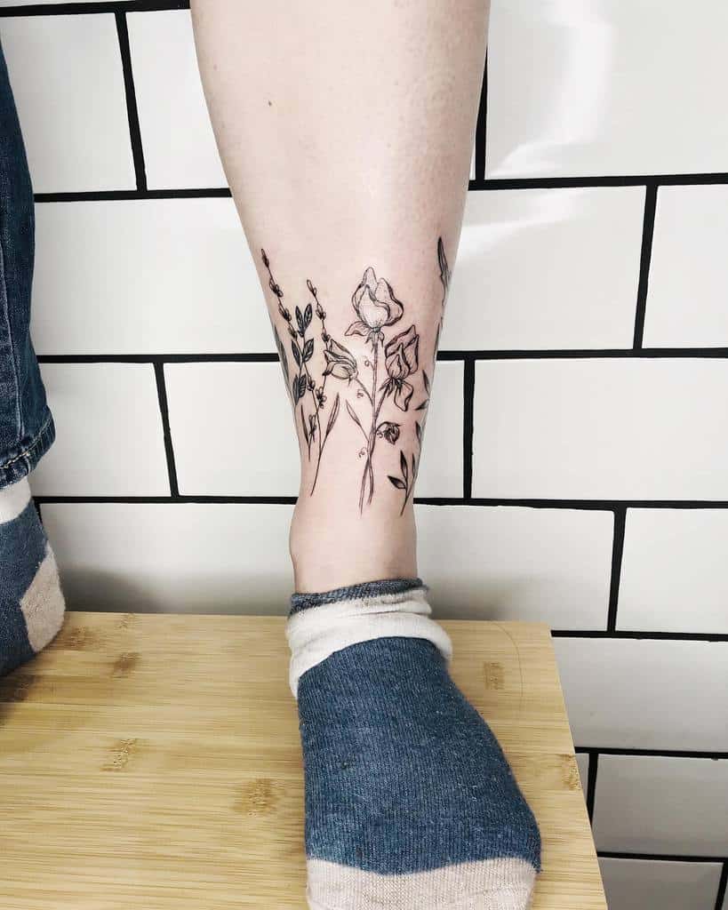 Sweet Pea Flower Ankle Tattoo sarahwilde.tattoos