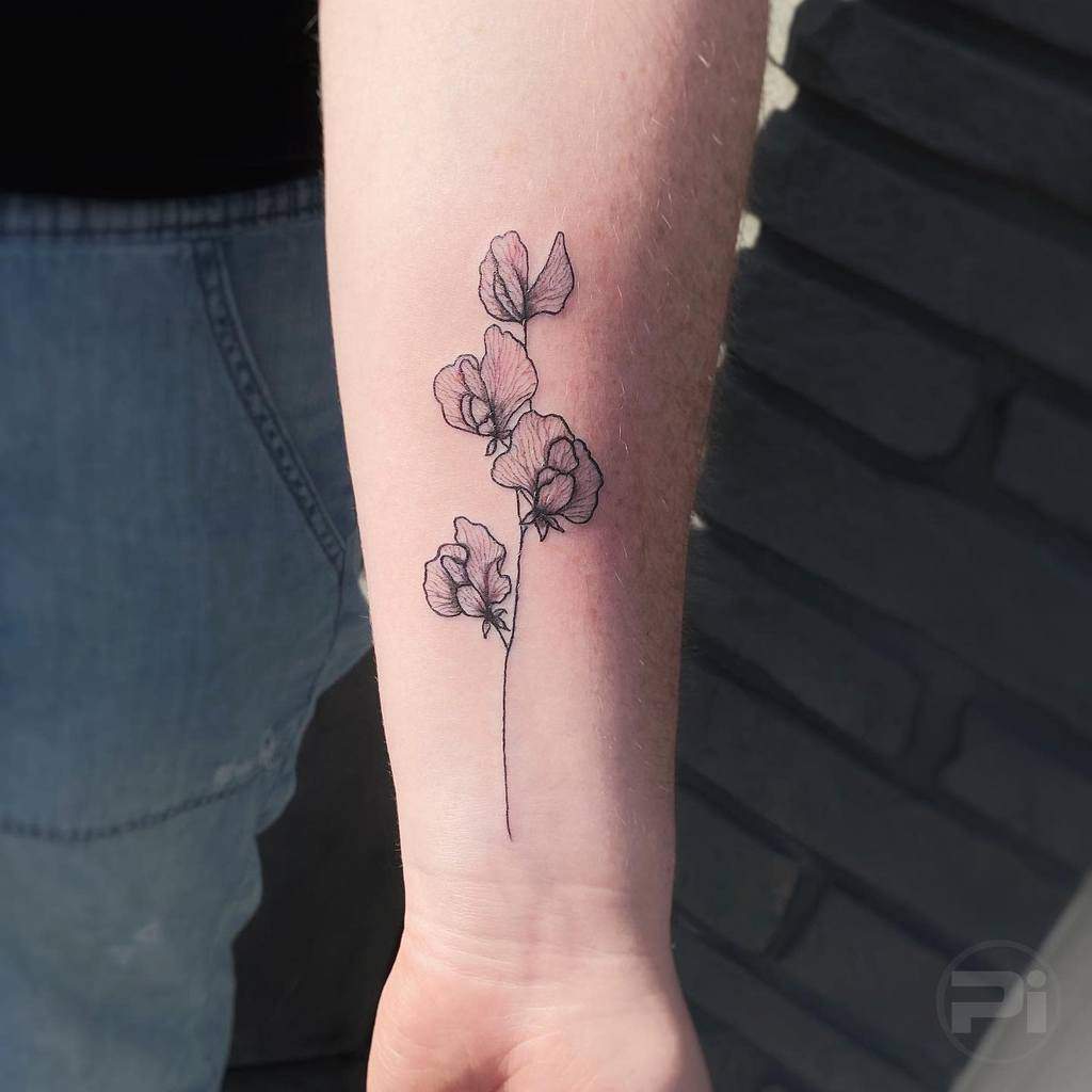 Sweet Pea Flower Forearm Tattoo perfectimage_waterloo