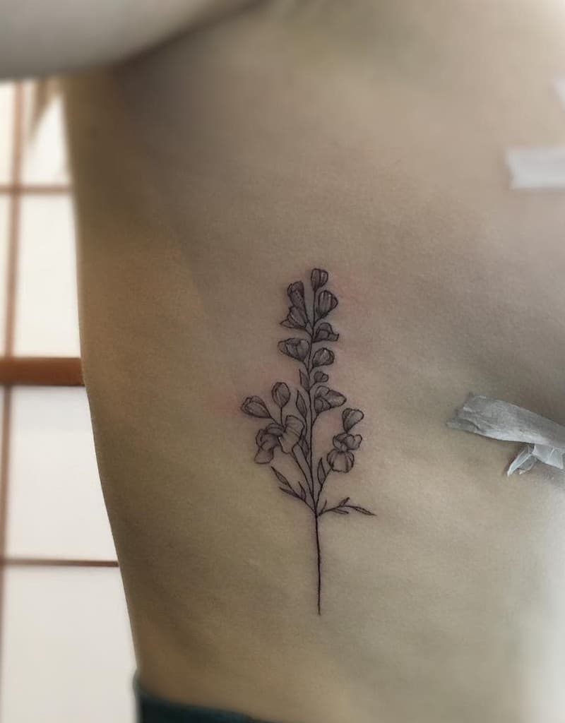 Sweet Pea Flower Rib Tattoo kat_tattoos_