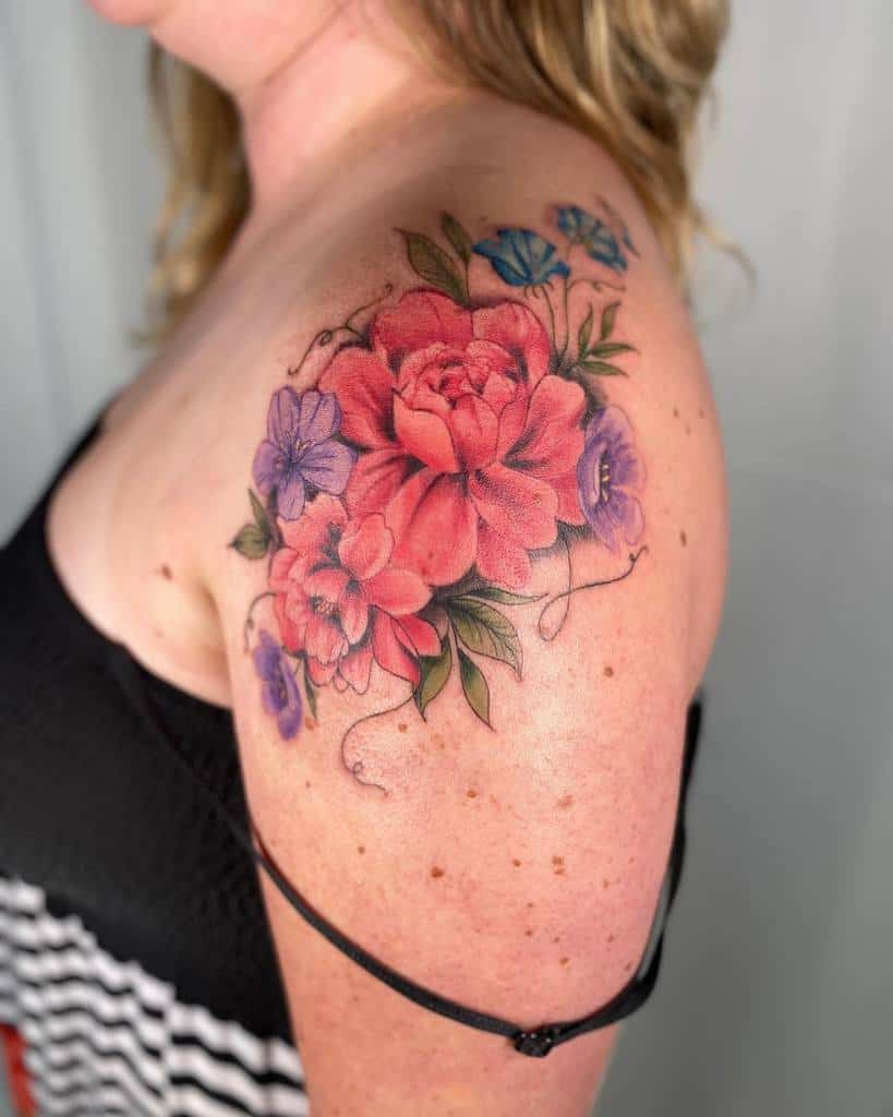 Sweet Pea Flower Shoulder Tattoo unnecessairie