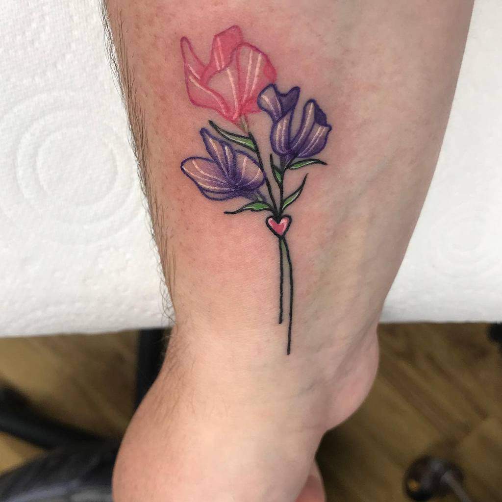Sweet Pea Flower Wrist Tattoo hollyaw20
