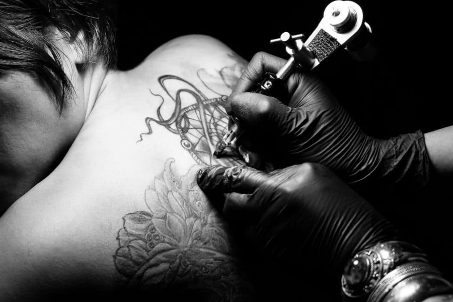Tattoo Artist Black Gloves Back Tattoo Black Ink