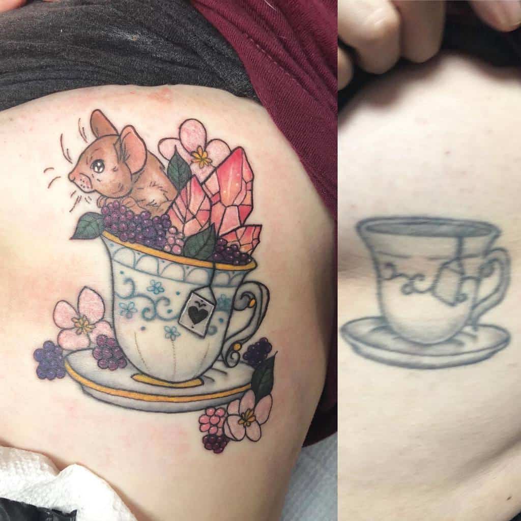 Teacup With Animals Tattoo Peaches And Ink