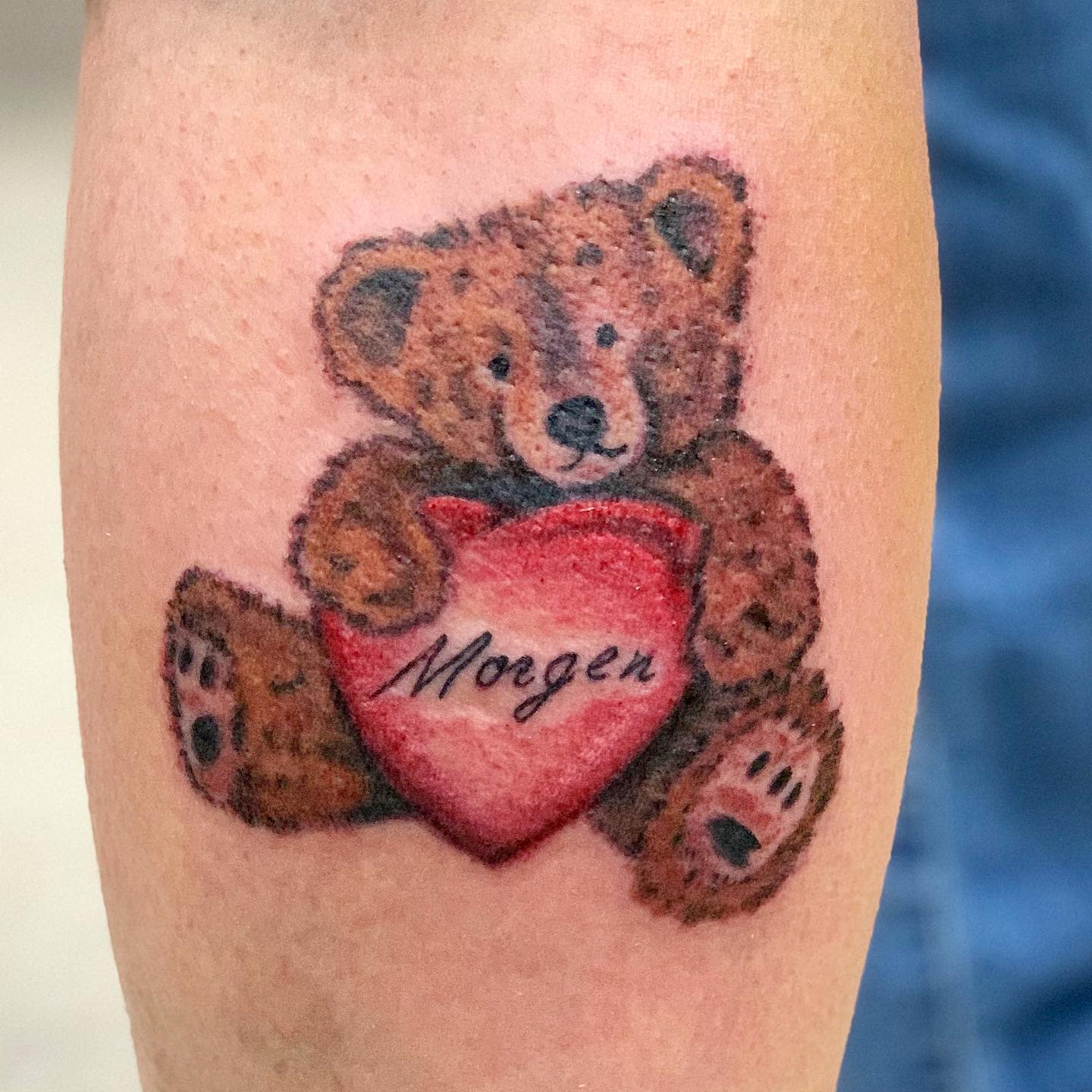 Heart Teddy Bear Tattoo -inksplat13tattoo