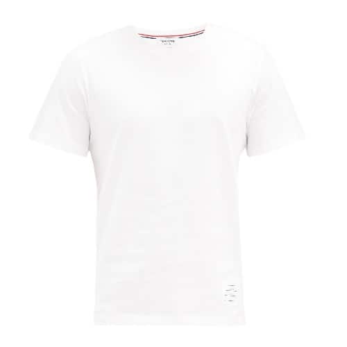 Thom Browne Tricolor-Stripe Cotton T-Shirt