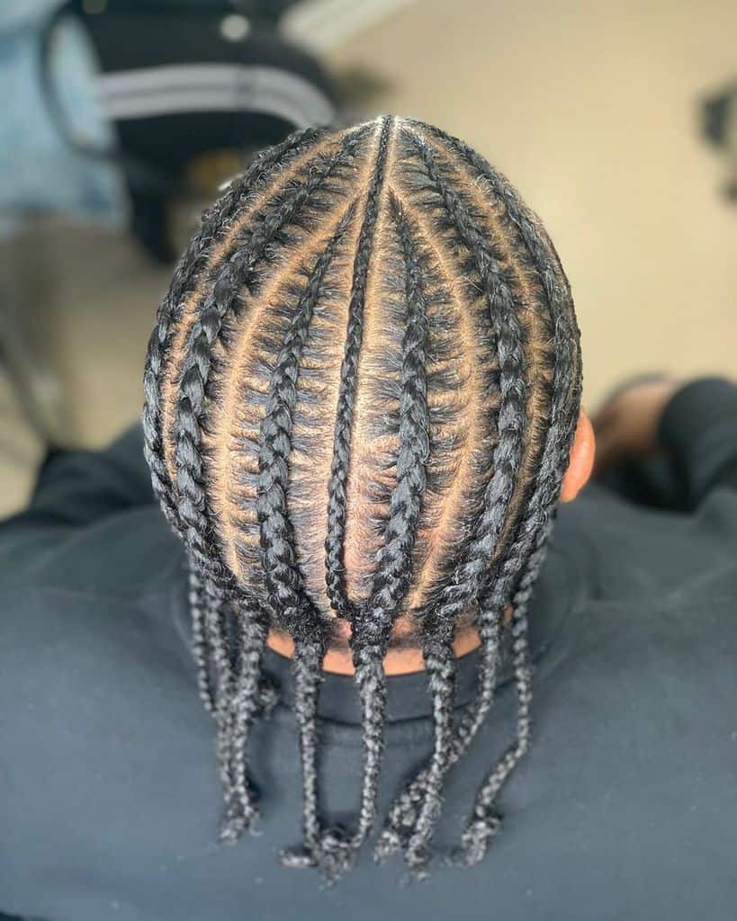 Tightly Braided Cornrows With Braids Starting From The Front And Ending On The Back