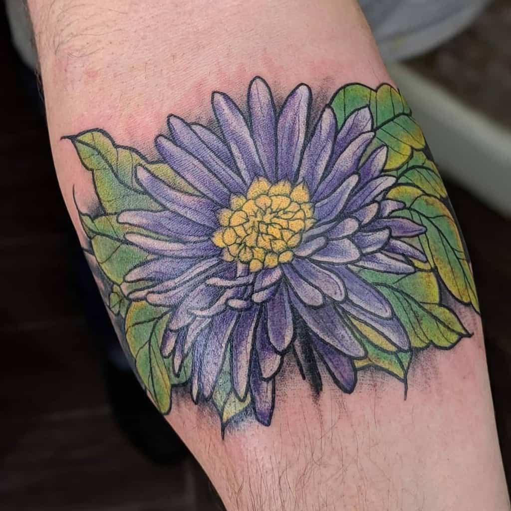 Traditional Aster Flower Tattoo jessharrisart