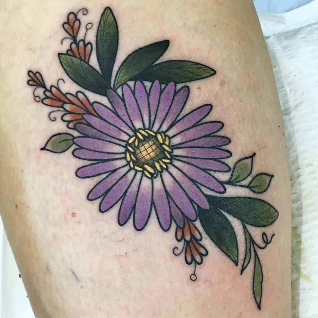 Traditional Aster Flower Tattoo liana_joy