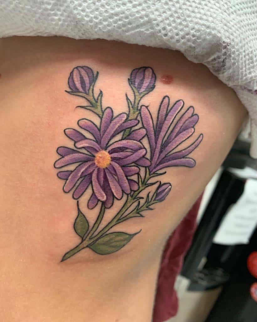 Traditional Aster Flower Tattoo mikkiloutattoo