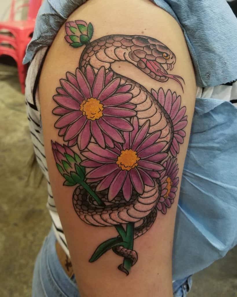 Traditional Aster Flower Tattoo tascarwisetattoo