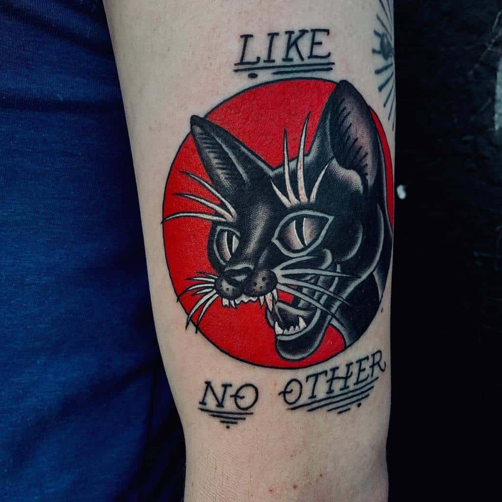Traditional Black Cat Tattoo frankphoenix