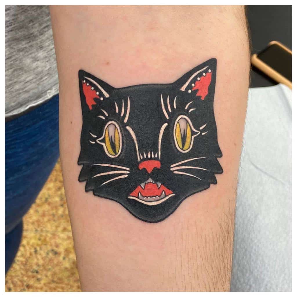 Traditional Black Cat Tattoo wolfsbloodart