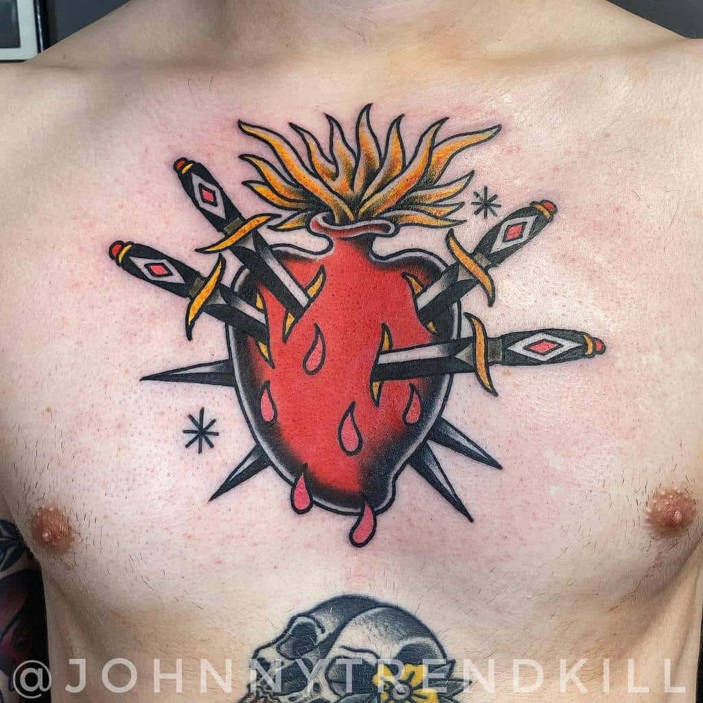 Traditional Bleeding Heart Tattoo johnnytrendkill