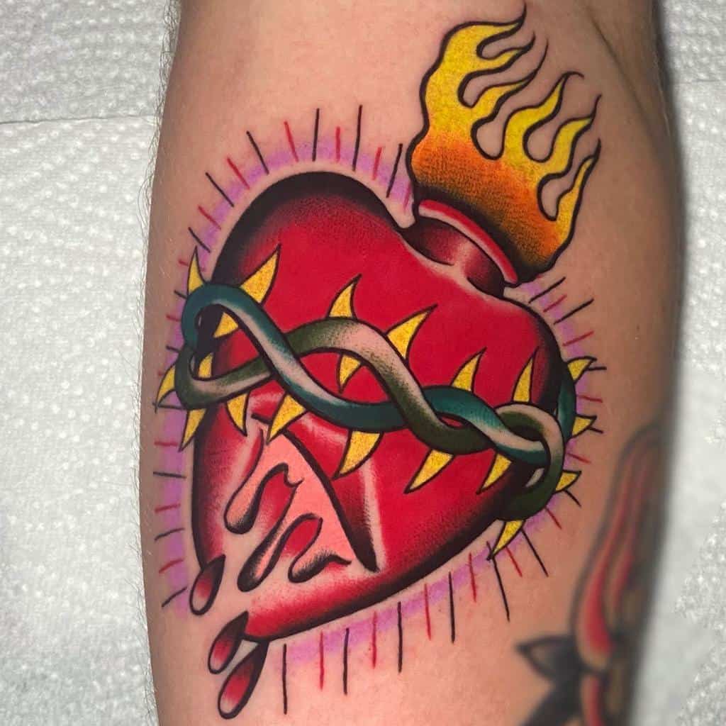 Traditional Bleeding Heart Tattoo saschi_mccormack