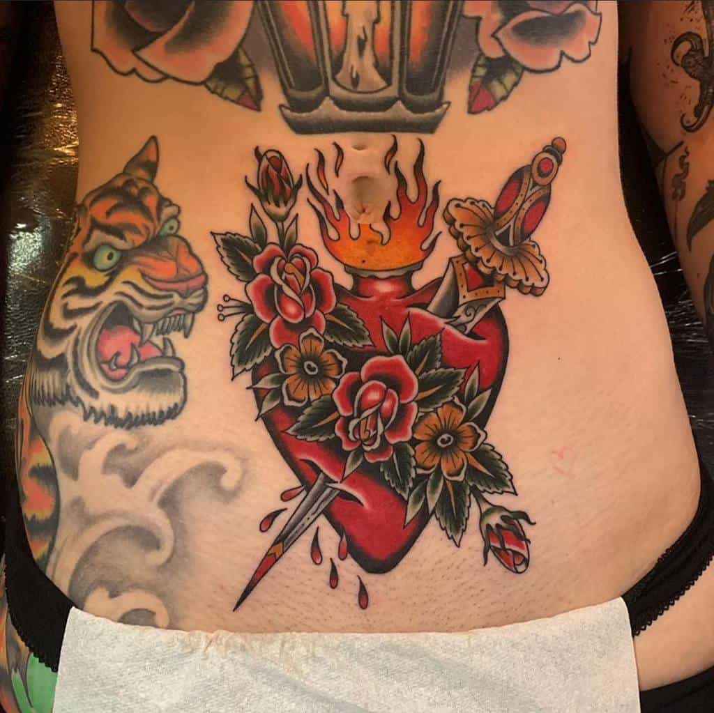 Traditional Bleeding Heart Tattoo tombrown_tattoo