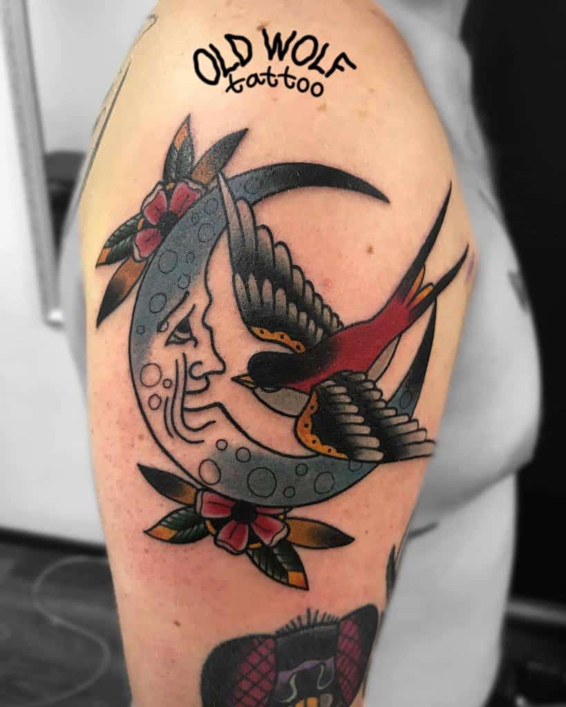 Traditional Crescent Moon Tattoo old_wolf_tattoo