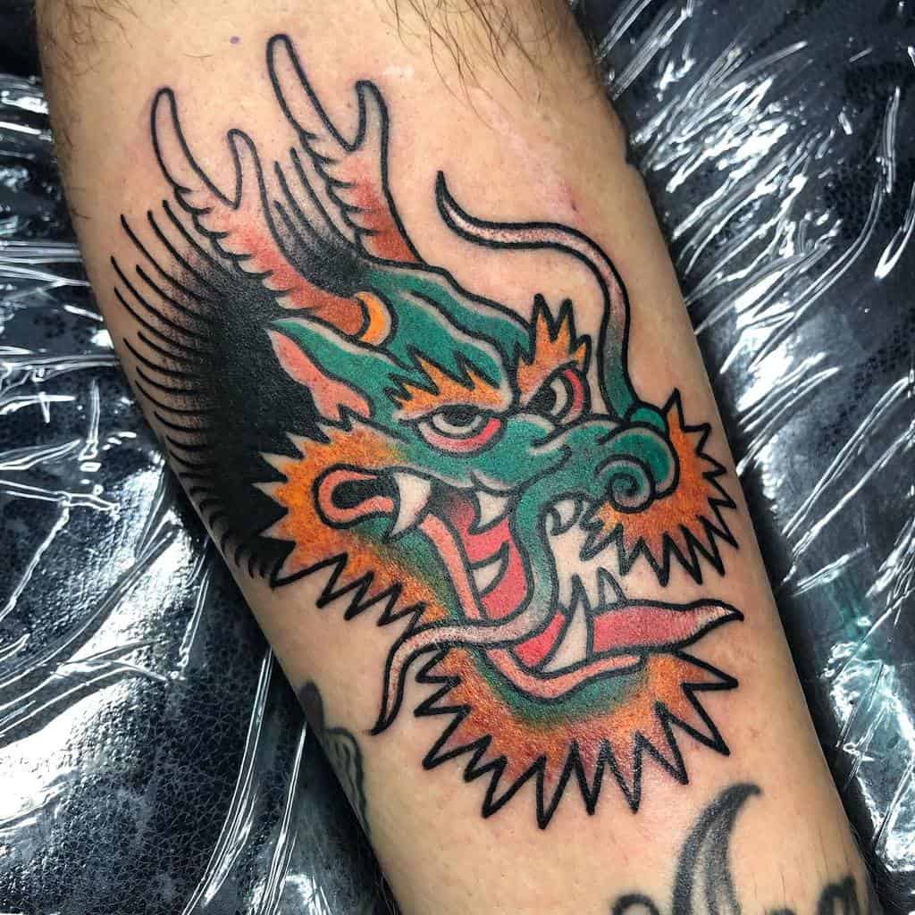 Traditional Dragon Head Tattoo astrochango