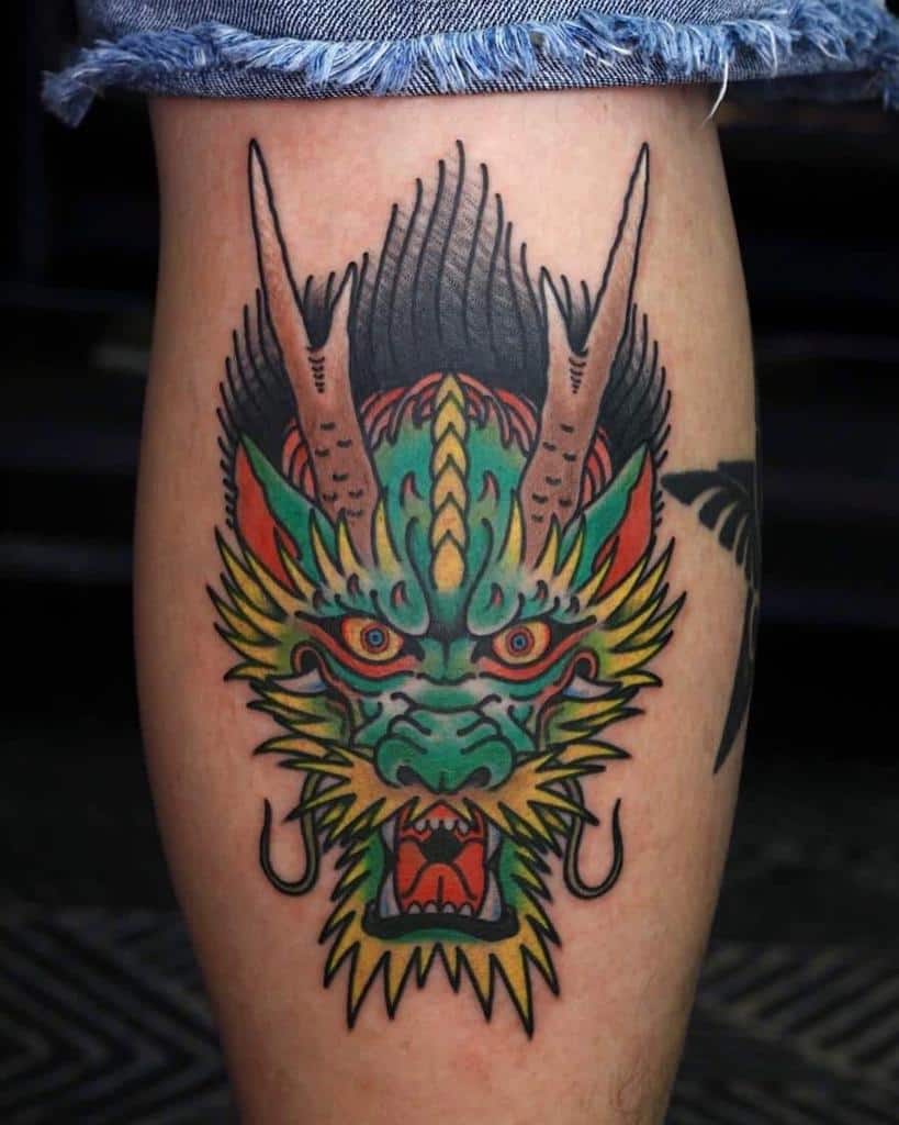 Traditional Dragon Head Tattoo mickgore