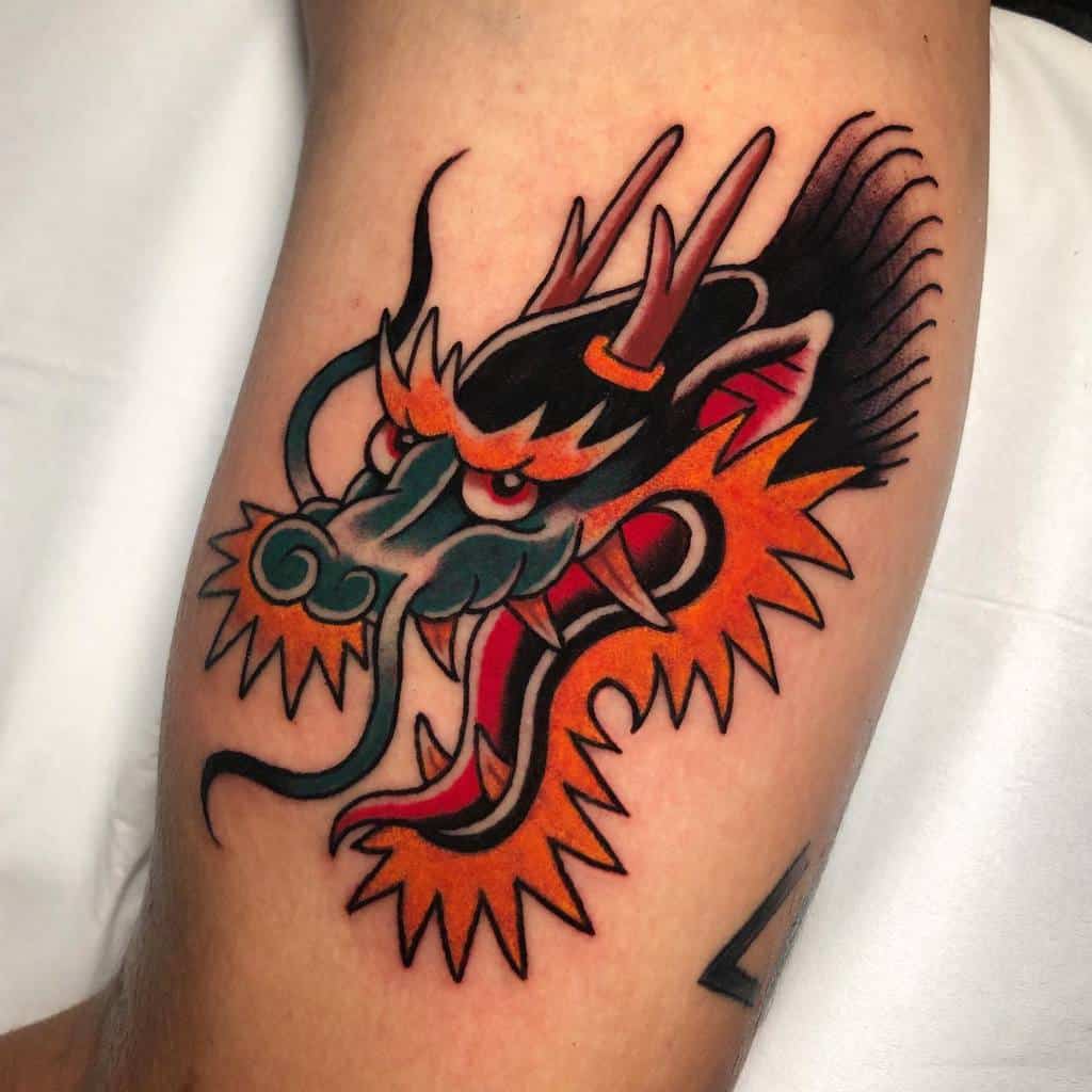 Traditional Dragon Head Tattoo zlasher__