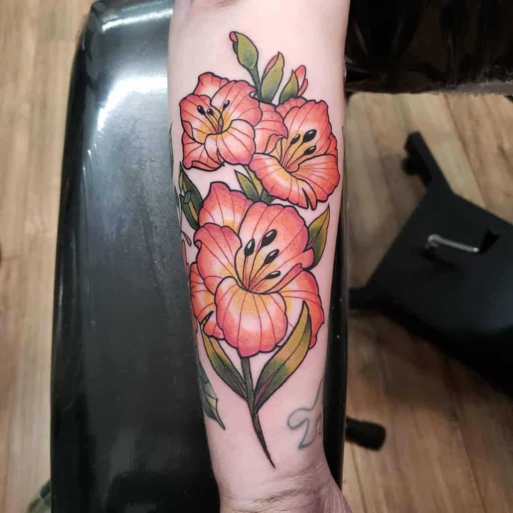 Traditional Gladiolus Flower Tattoo cradtattoo