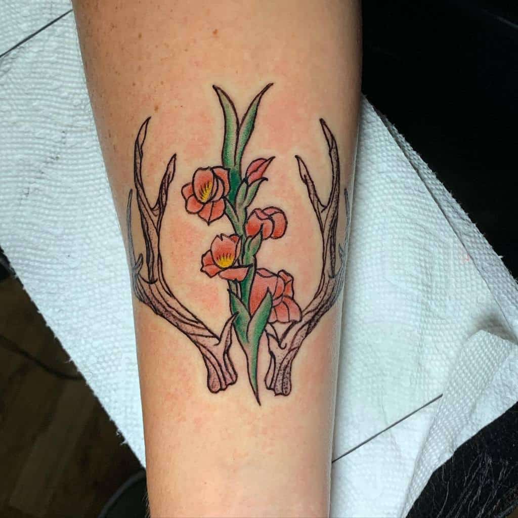 Traditional Gladiolus Flower Tattoo joshuarowlands