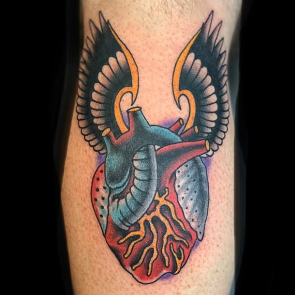 Traditional Heart With Wings Tattoo eddiekes