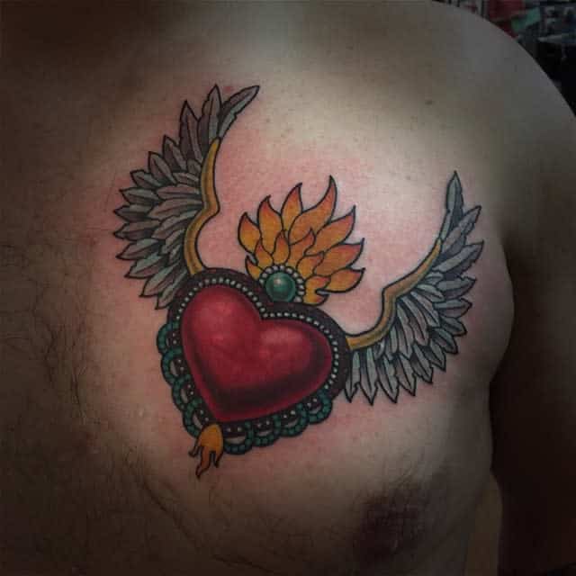 Traditional Heart With Wings Tattoo joeyptattoos