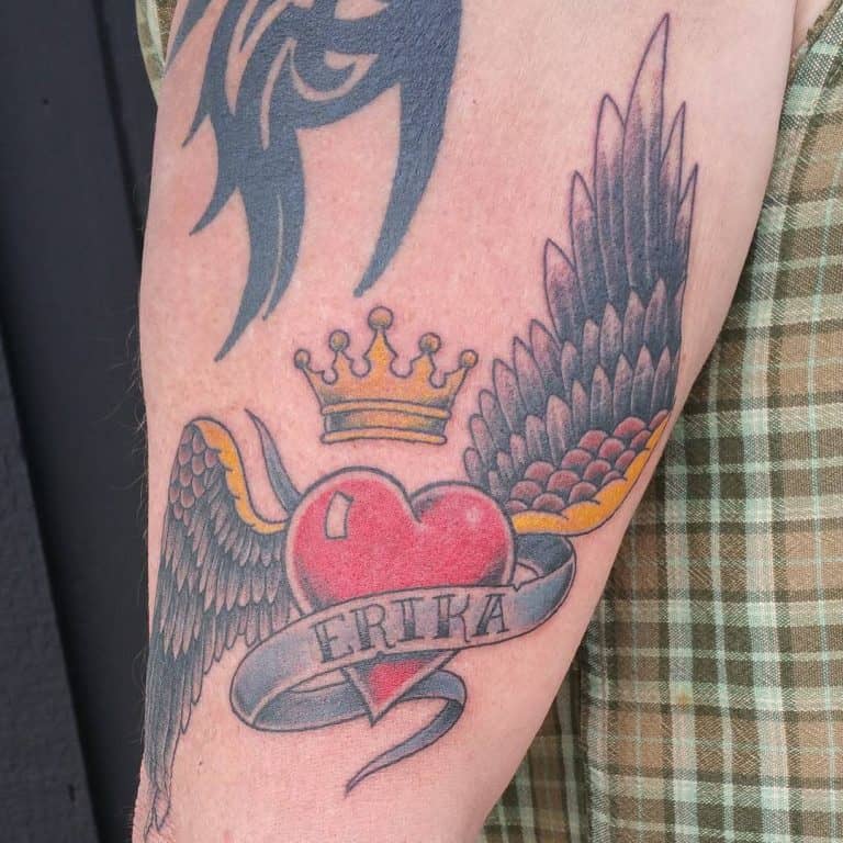 Heart With Wings Tattoo Ideas   Traditional Heart With Wings Tattoo Skinny Ben 768x768 