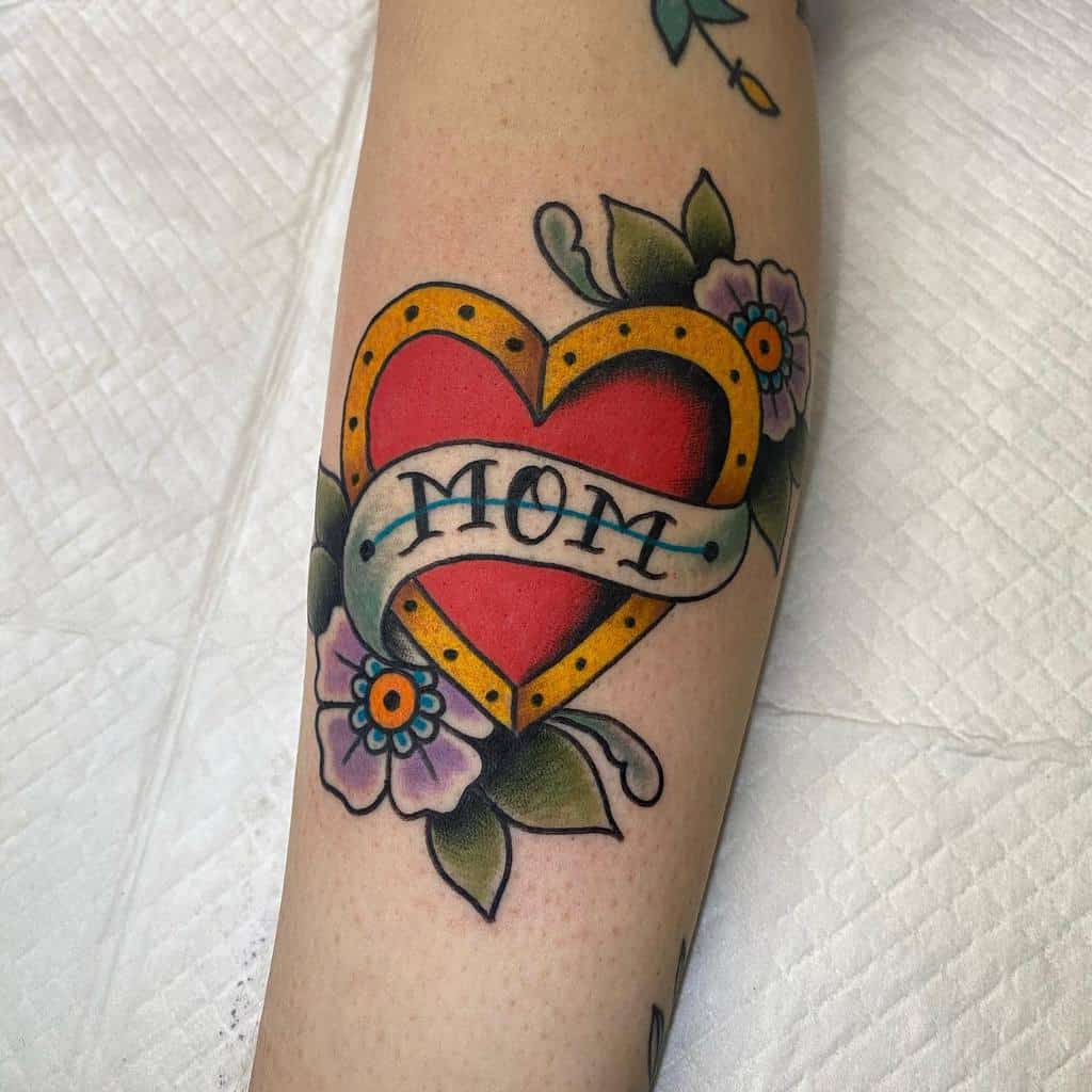 Traditional Mom Heart Tattoo codyhenningstattoos.