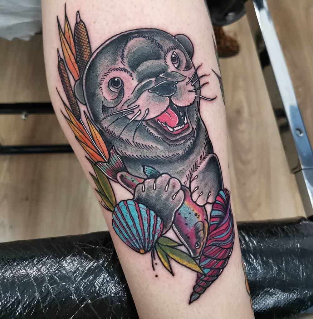 Traditional Neo Traditional Otter Tattoo C Line Brte