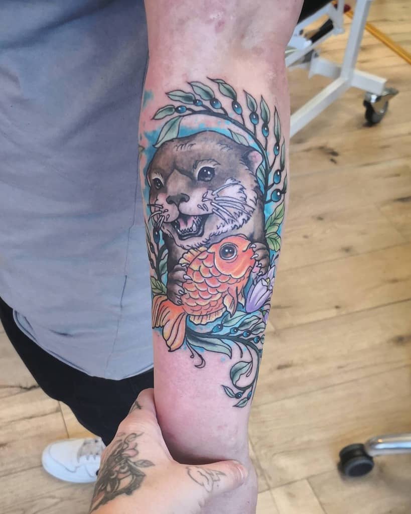 Traditional Neo Traditional Otter Tattoo Carmen Herzblut