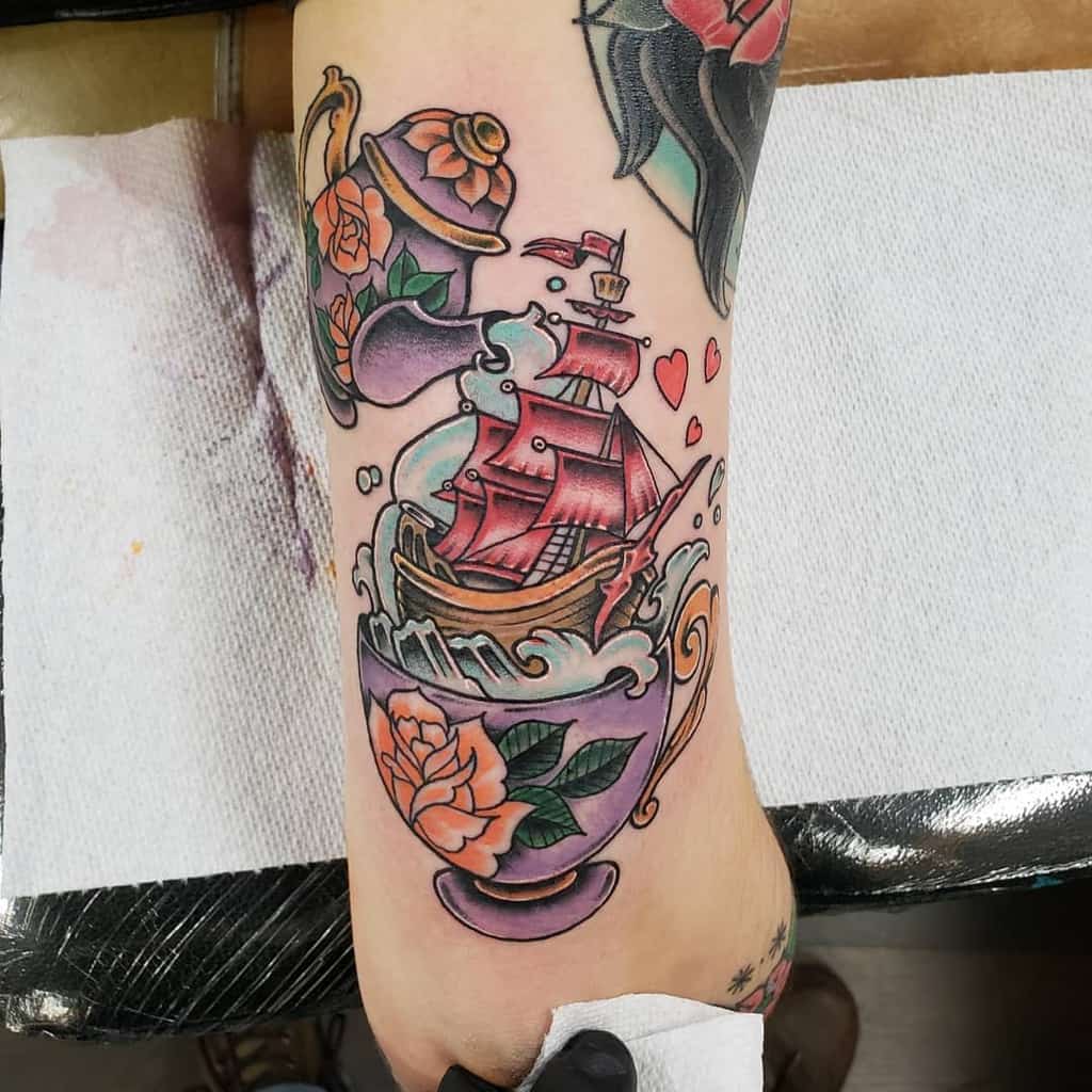 Traditional Neo Traditional Teacup Tattoo Popeyedan