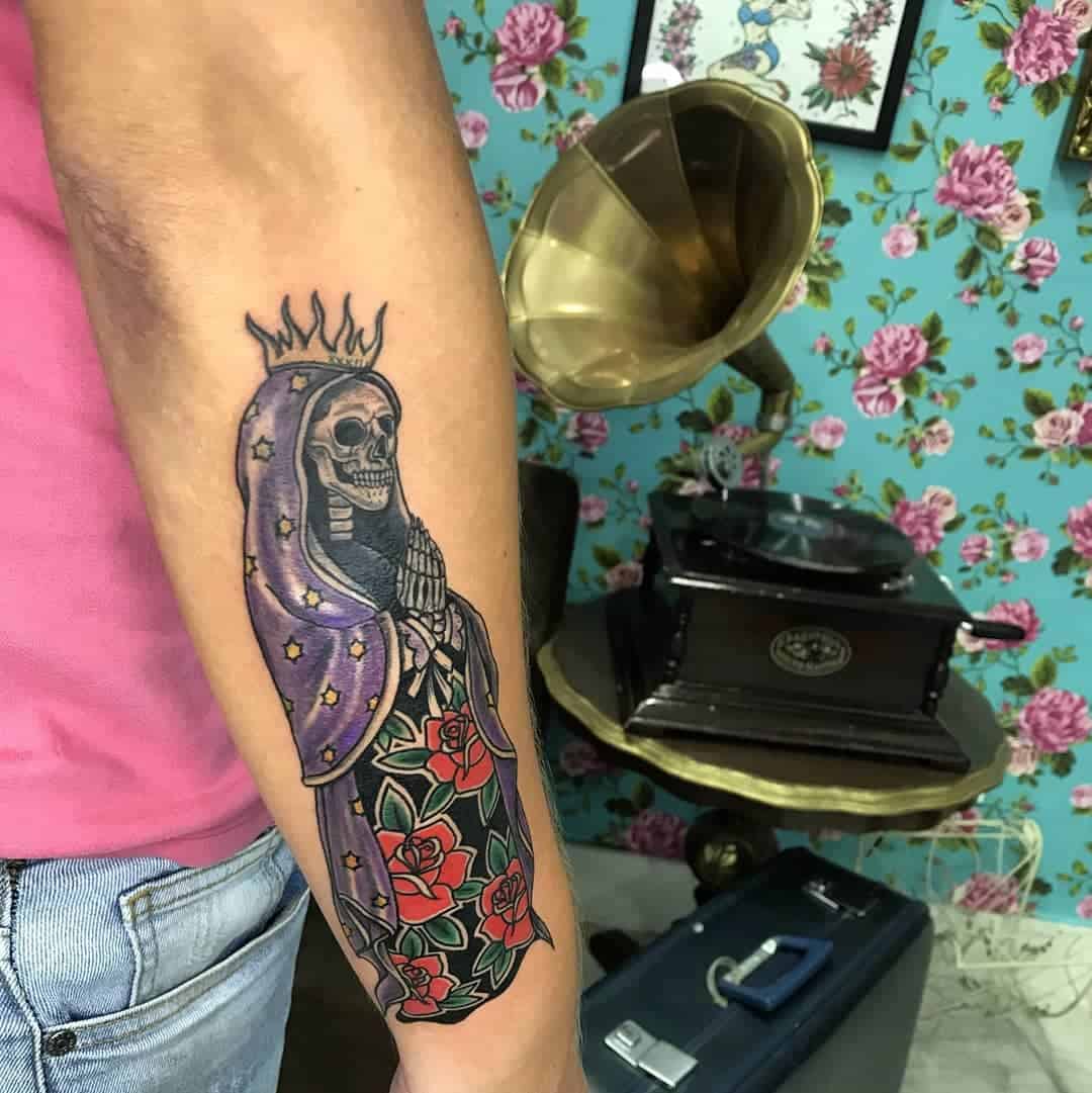 Traditional Santa Muerte Tattoo -zoombietattoostudio
