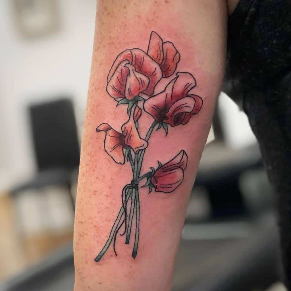 Traditional Sweet Pea Flower Tattoo koritattoos