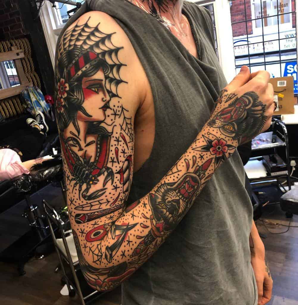 Traditional Tattoo Sleeve Filler mcilvennytattooer.