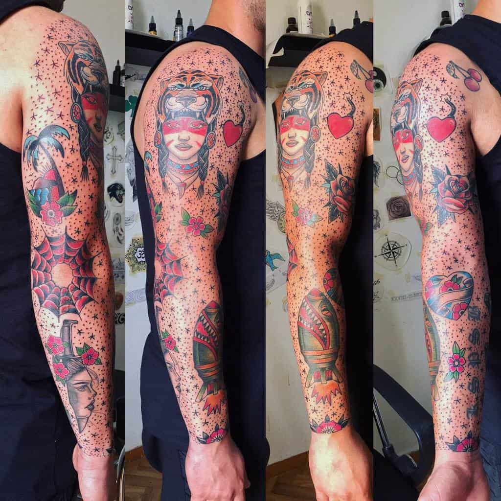 Traditional Tattoo Sleeve Filler rafink_tattoo