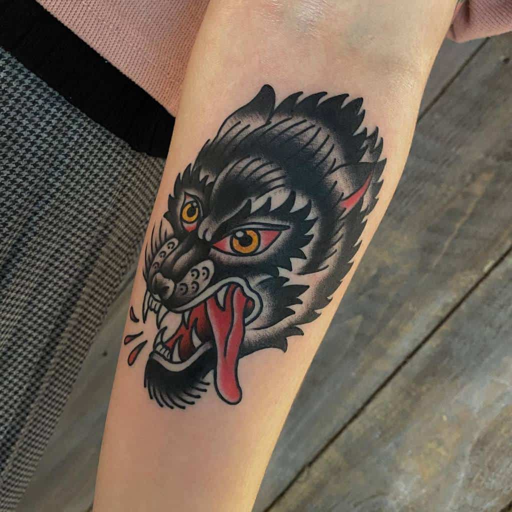Traditional Wolf Forearm Tattoo joni.fdn