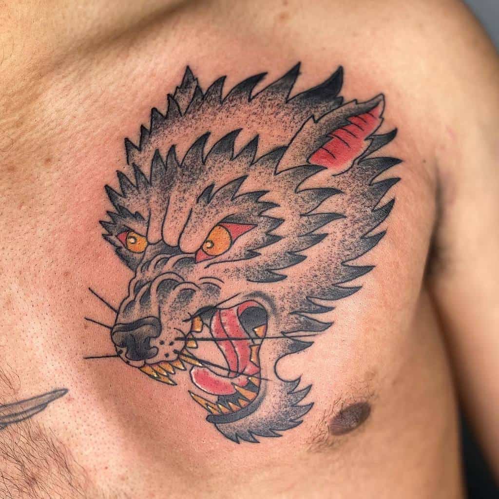 Traditional Wolf Head Tattoo eternaltigertattoo