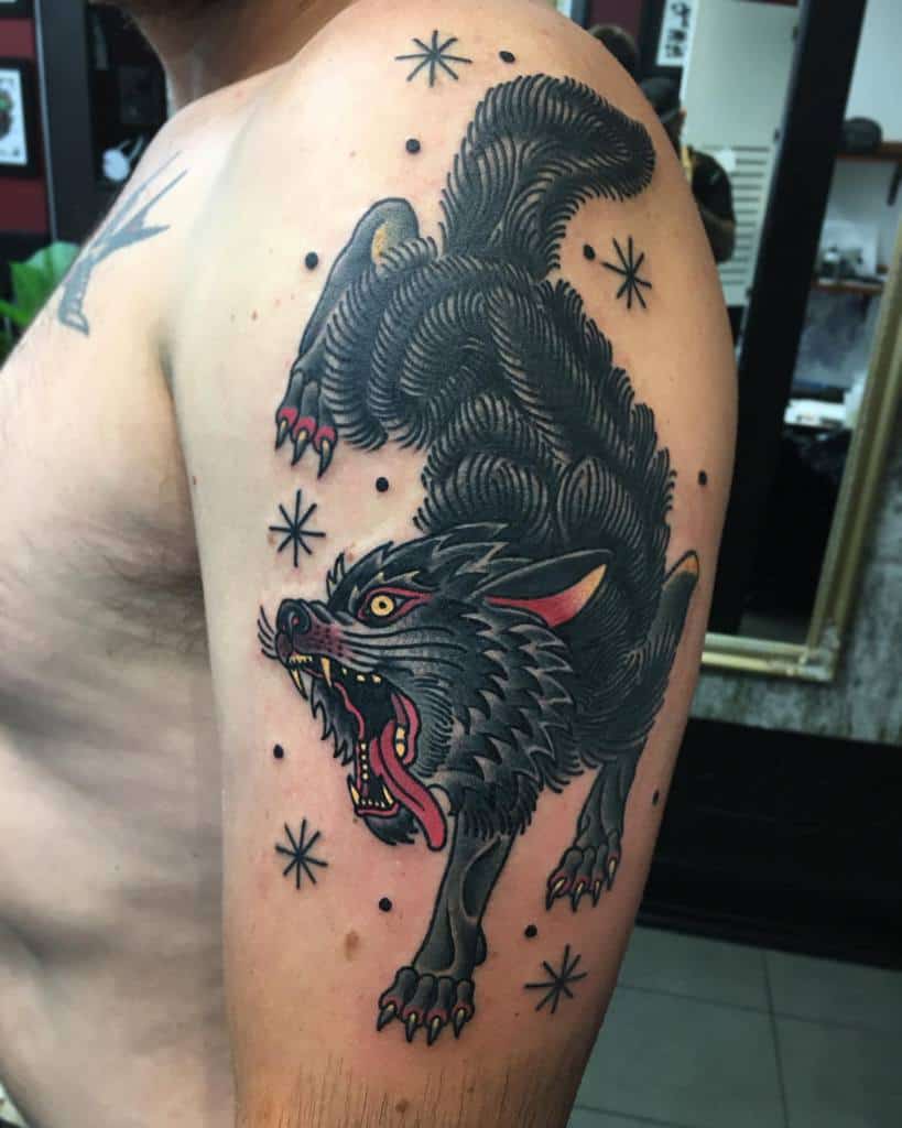 Traditional Wolf Shoulder Tattoo don__matias