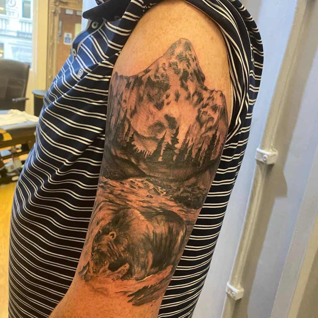 Tree Arm with Bear Tattoo christopher_mccullochtattoo