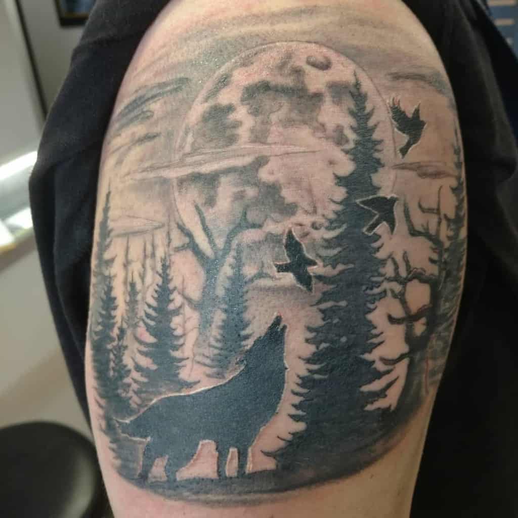 Tree Arm with Wolf Tattoo james_watson_tattoos