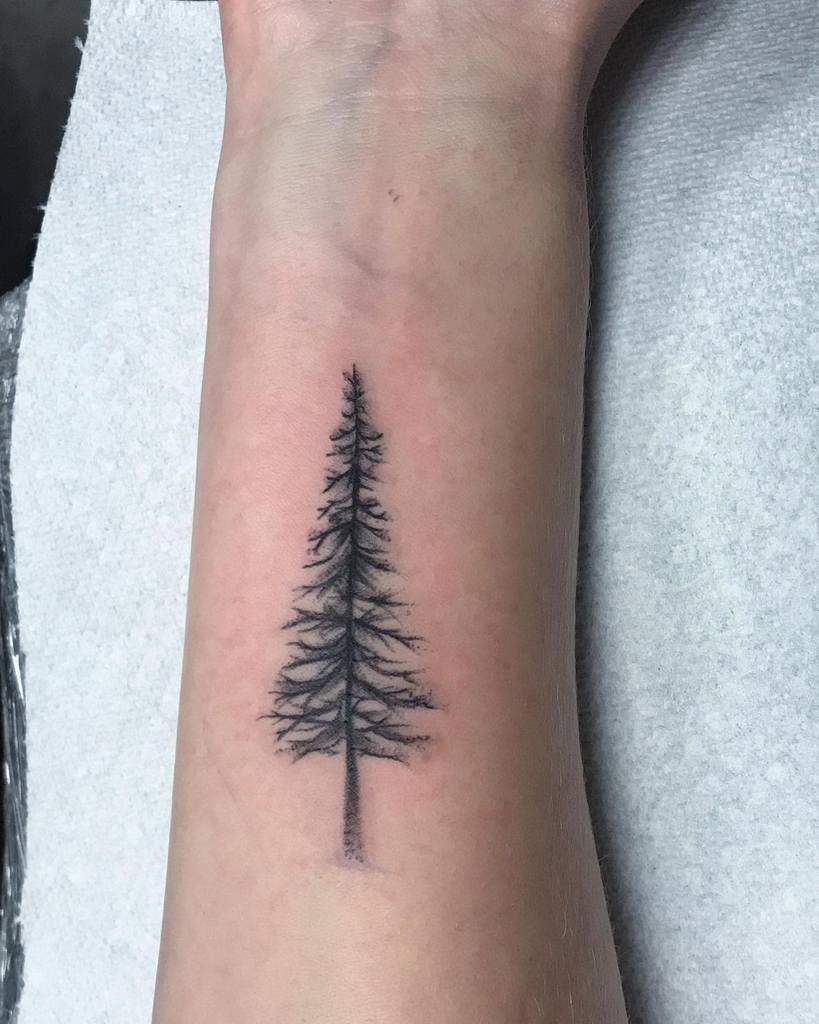 Tree Silhouette Forearm Tattoo hcierritattoos